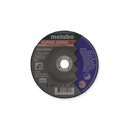 Metabo Grinding Wheel 5" x 1/4" x 7/8" - A36O Super Grind US616747000